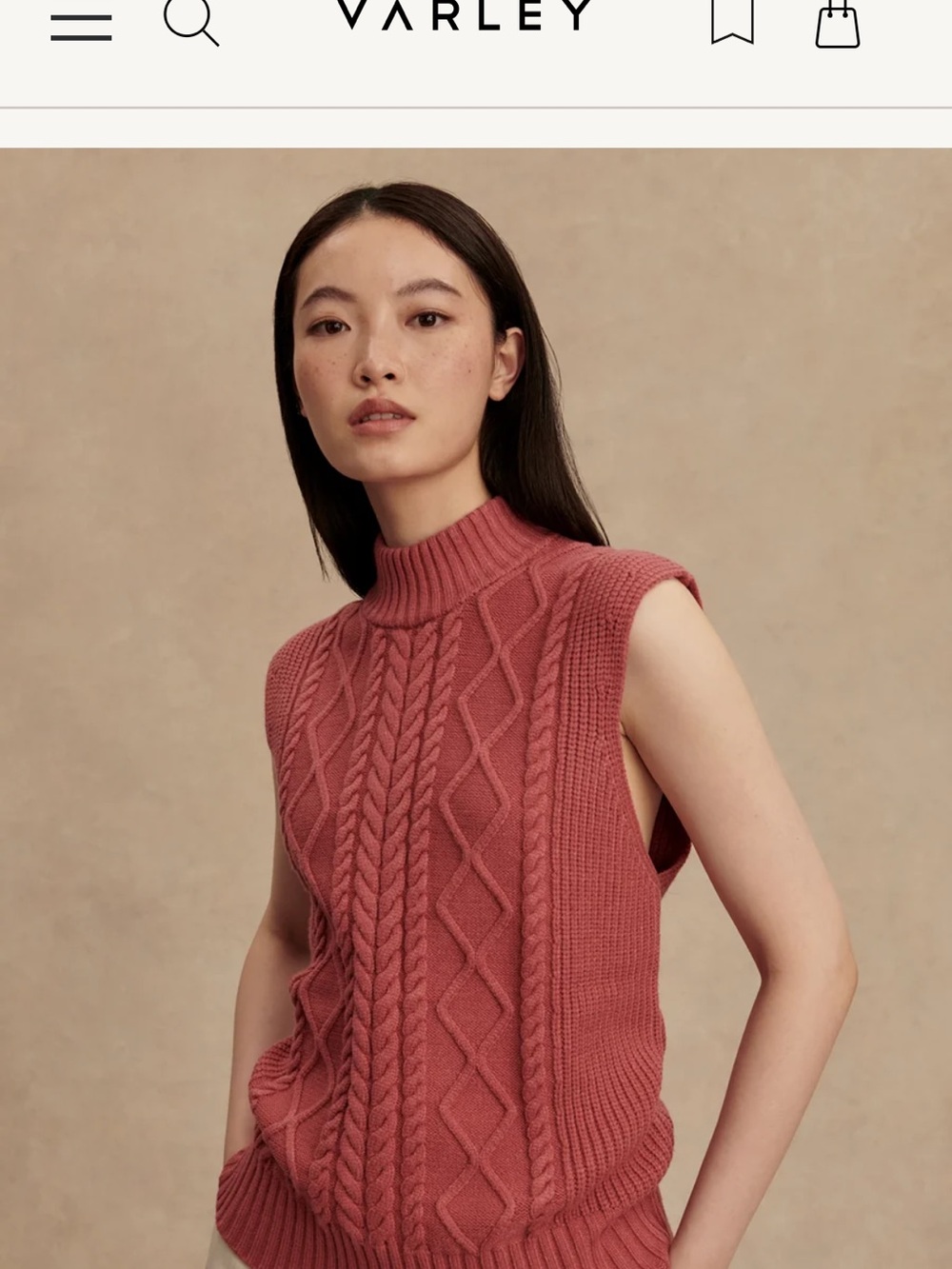 Varley Cable knit Sweater Vest Gray